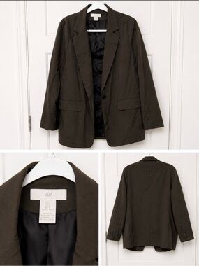 H&M Dark Olive Single-Button Blazer